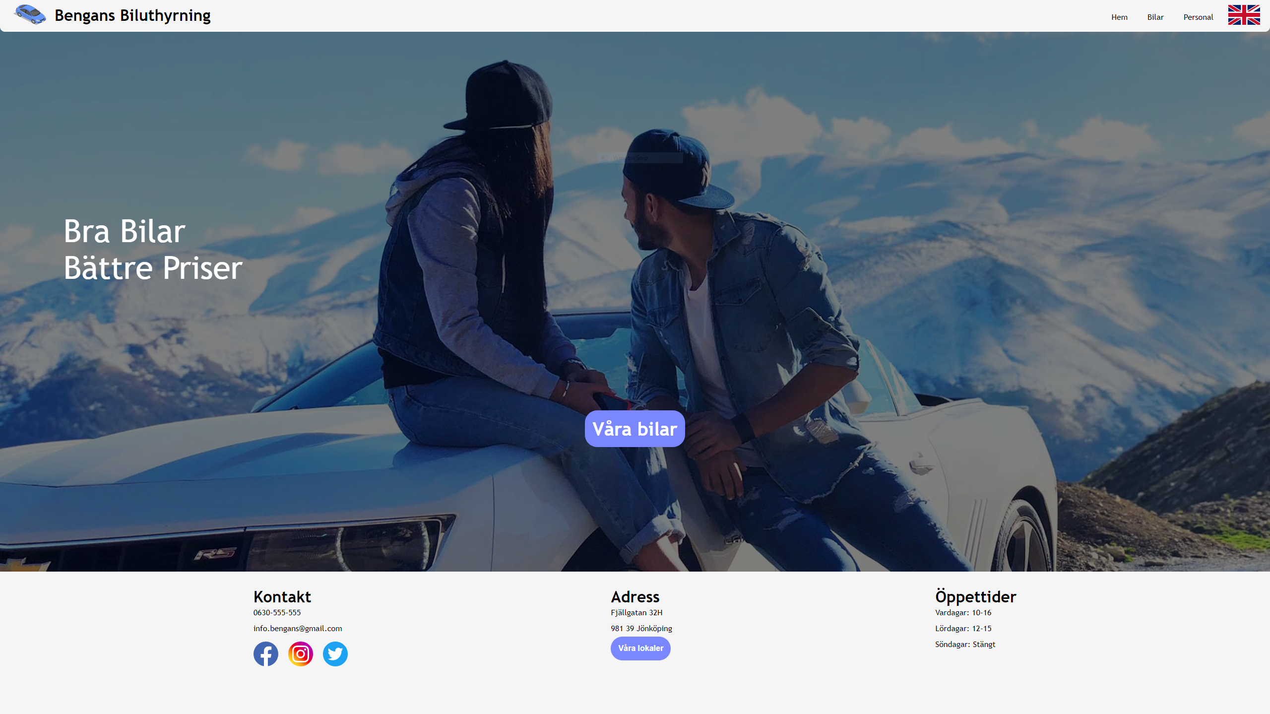 Image of Bengans Biluthyrning website